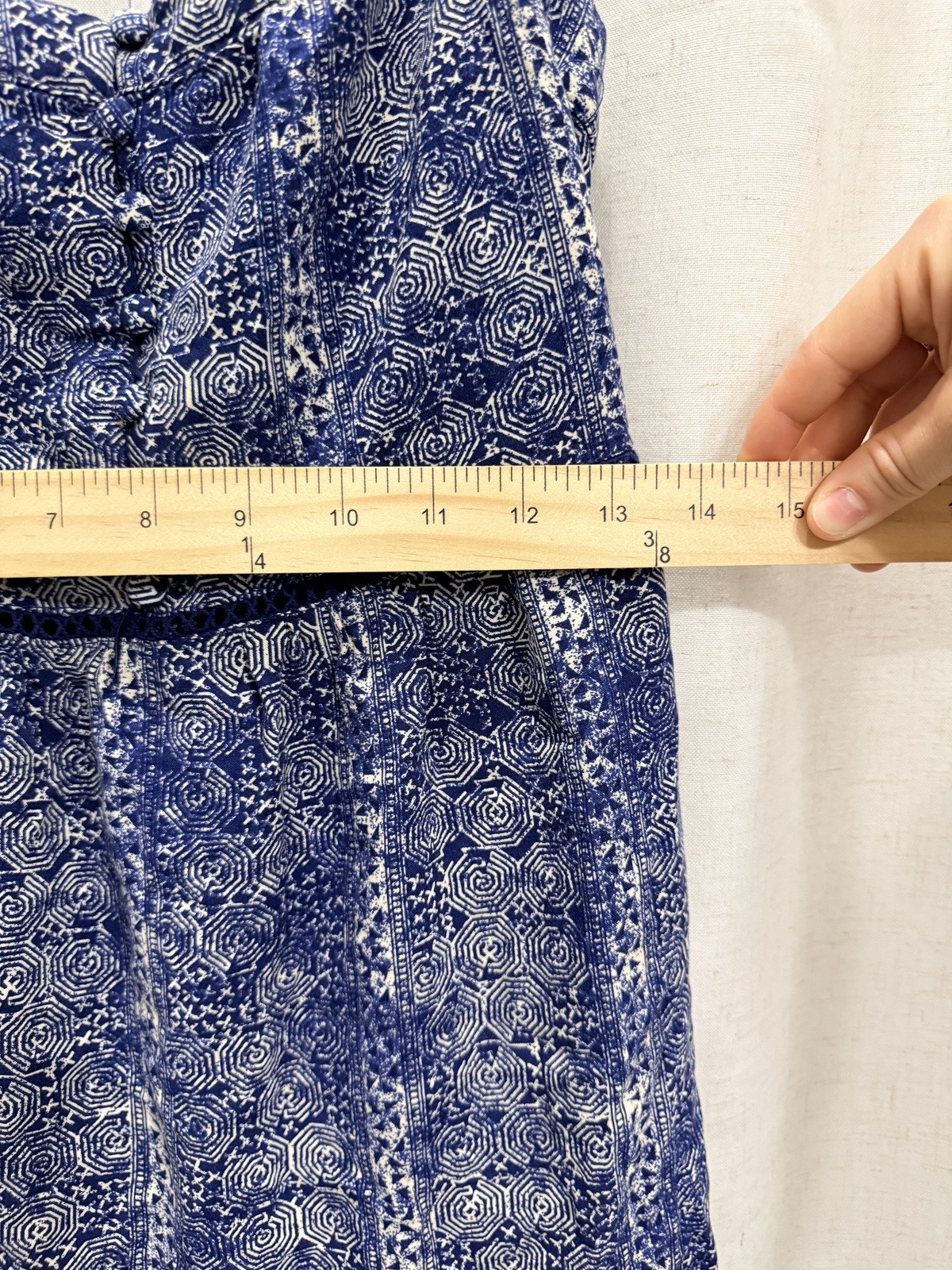 Blue Rain Sz S Blue Patterned Spaghetti Strap Dress