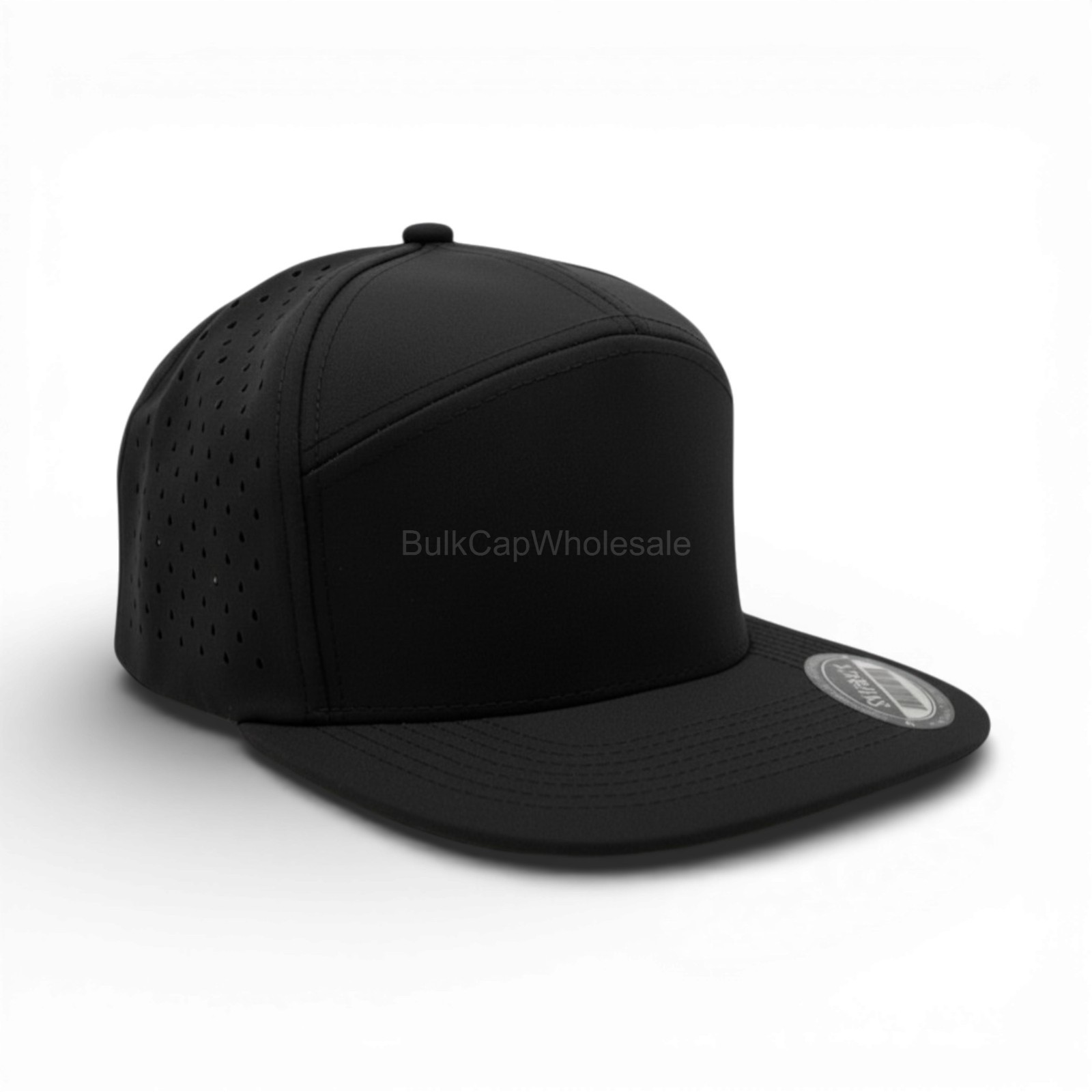 Men’s Snapback Hat Laser Vented 7 Panel Flat Brim Baseball Cap Adjustable