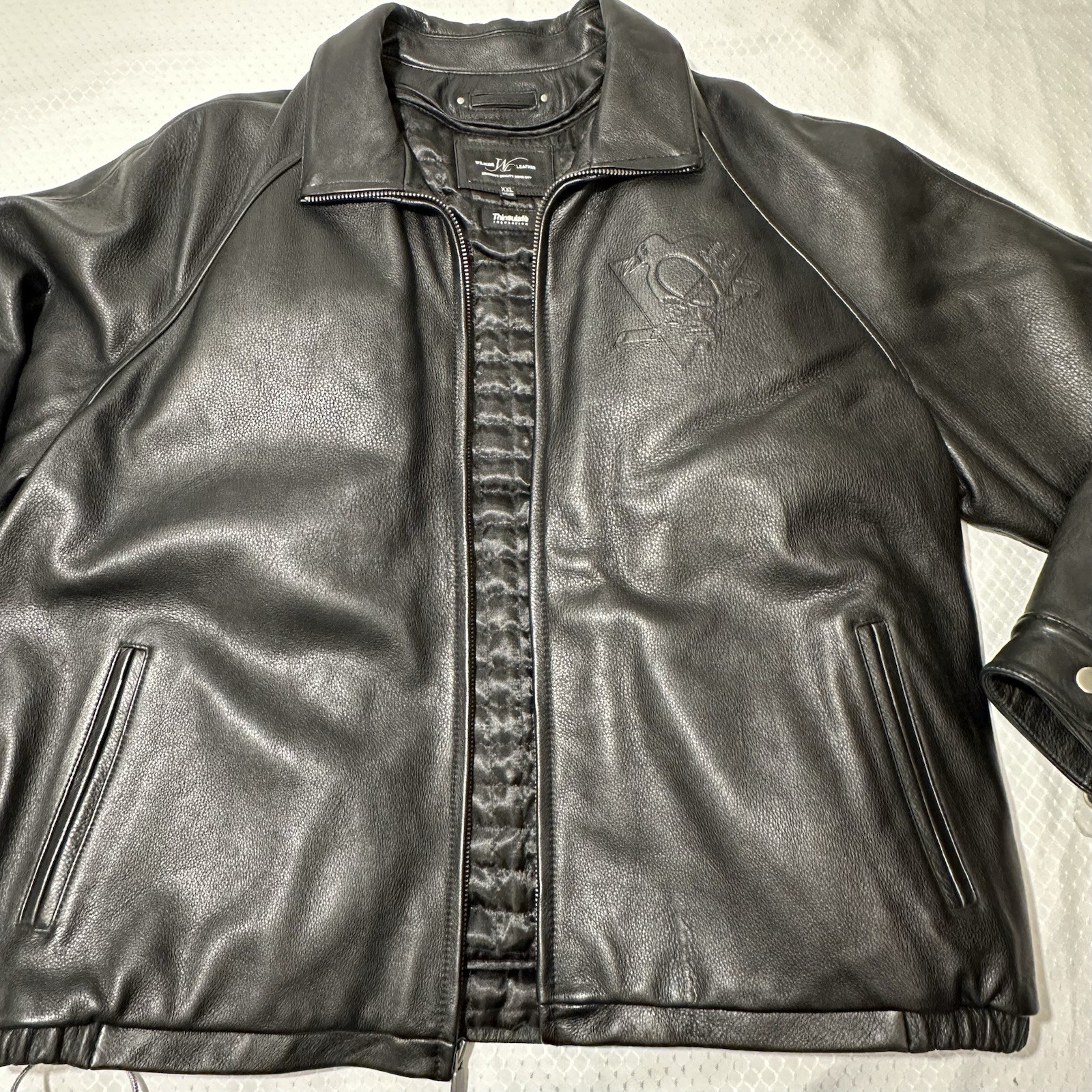 Pittsburgh Penguins Wilsons Leather Zip Jacket, Men’s XXL, Thinsulate Insulated