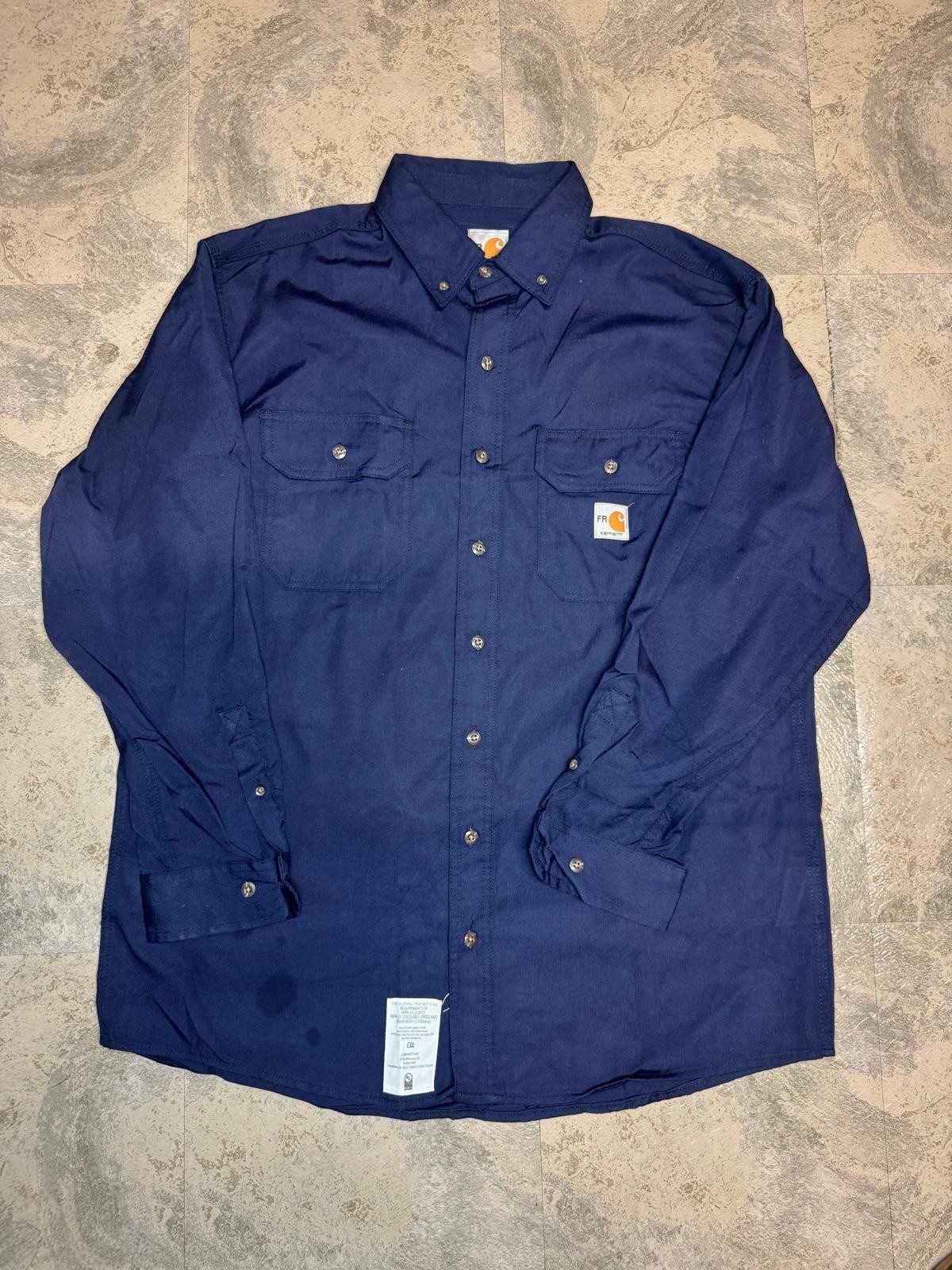 New Carhartt FR Flame Resistant Navy Blue Shirt CAT2 NFPA