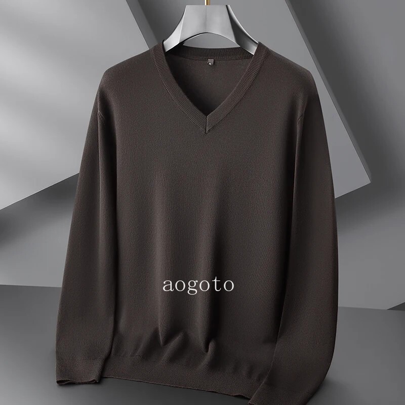 Autumn Winter V-Neck Sweater Men Soft Warm Cashmere Pullover Mens Sweaters
