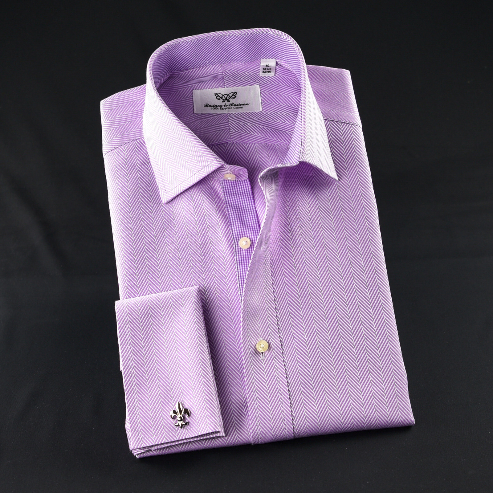 Purple Herringbone Twill Formal Business Dress Shirt Pink Check Sexy Boss Design