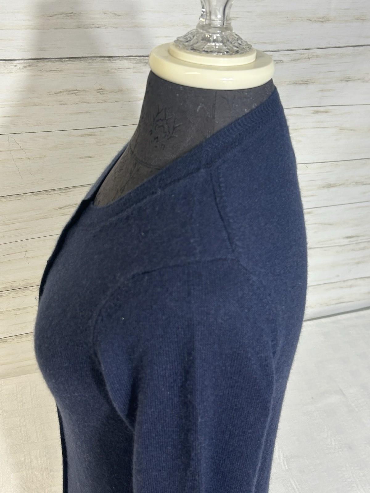 Boden Eva Blue 100% Cashmere Crew Neck Button Cardigan Sweater XS X-SMALL Women