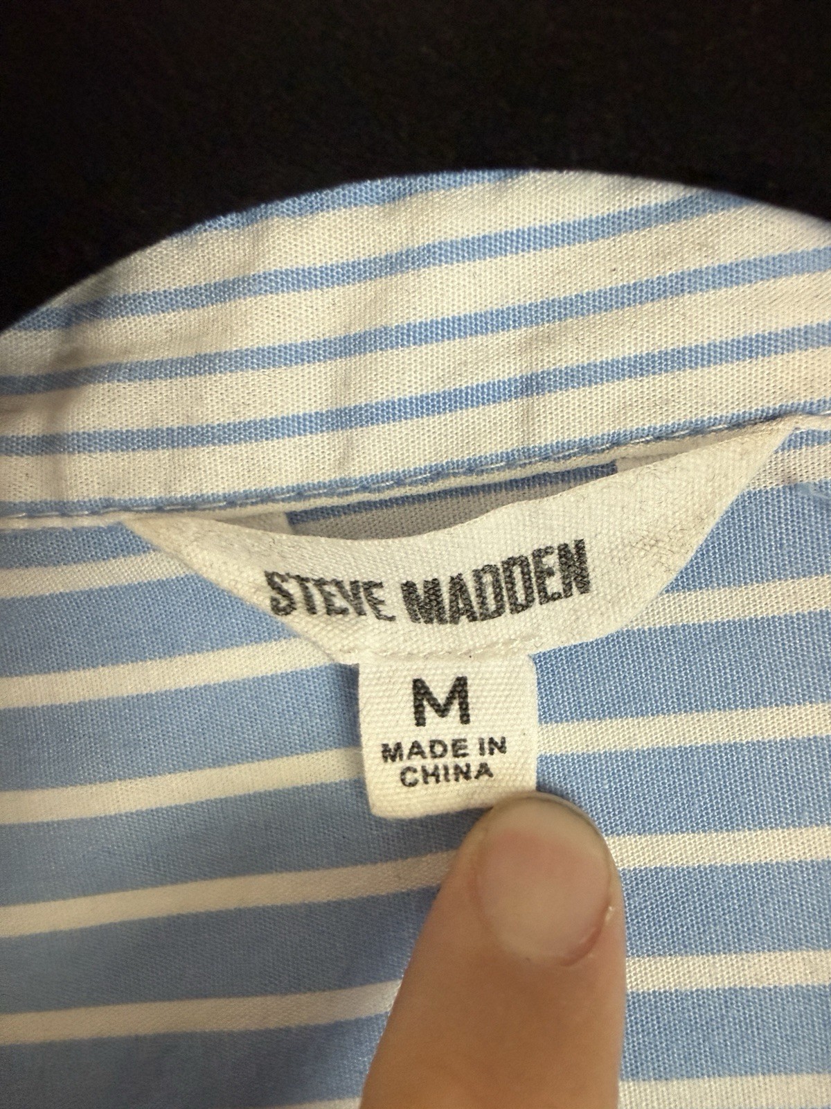 Steve Madden Poppy Top – Baby Blue Stripe Women’s Oversized Breezy Medium