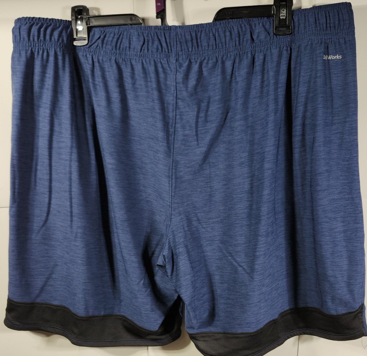 Athletic Works Men’s 2XL Shorts Blue Elastic Waist Stretch 9″ Inseam w/ Pockets