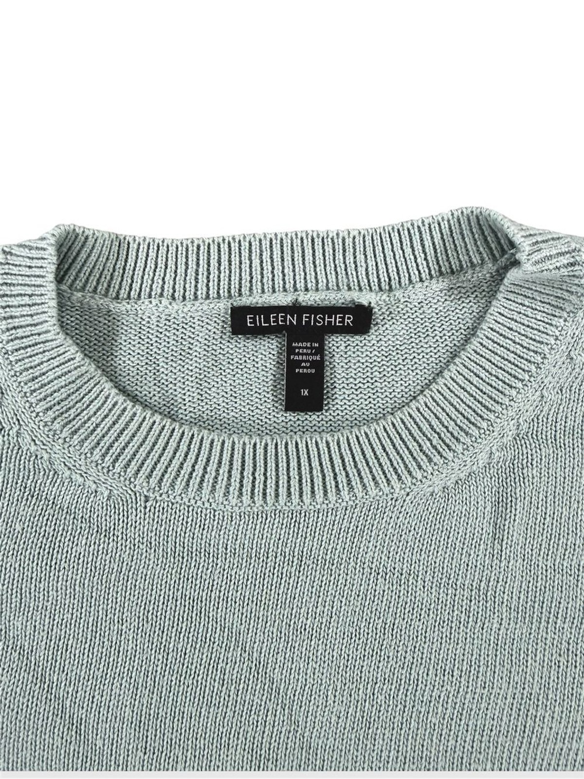Eileen Fisher Organic Cotton & TENCEL™ Blend Sweater- Arctic Blue – Size 1X