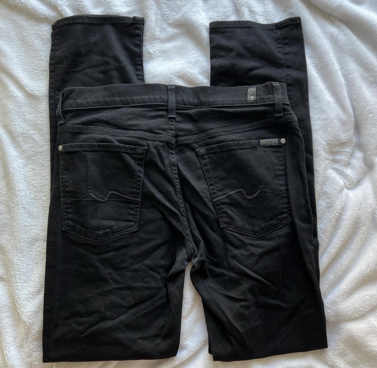 7 For All Mankind Men’s Black Stretch Straight Leg Denim Jeans Mid Rise