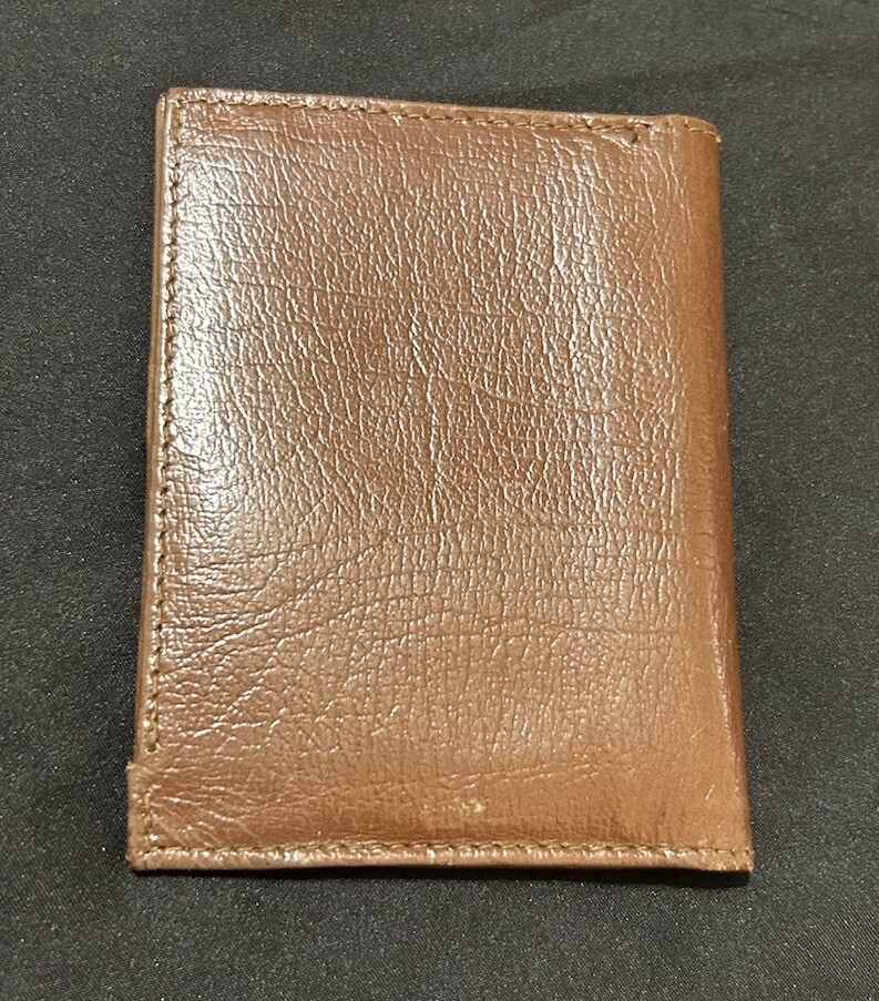 JIF Trifold Slim Fold Wallet Men Leather Brown Multiple Compartments Sleek Thin