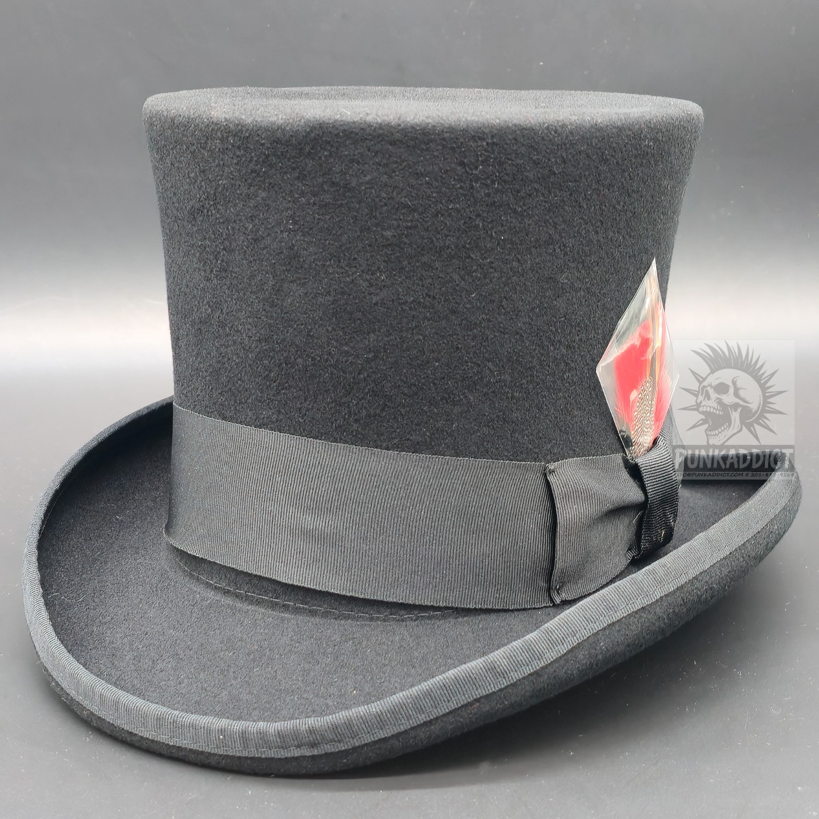 Gray Top Hat Wool Felt Victorian Slash Mad Hatter Steampunk Rock Star