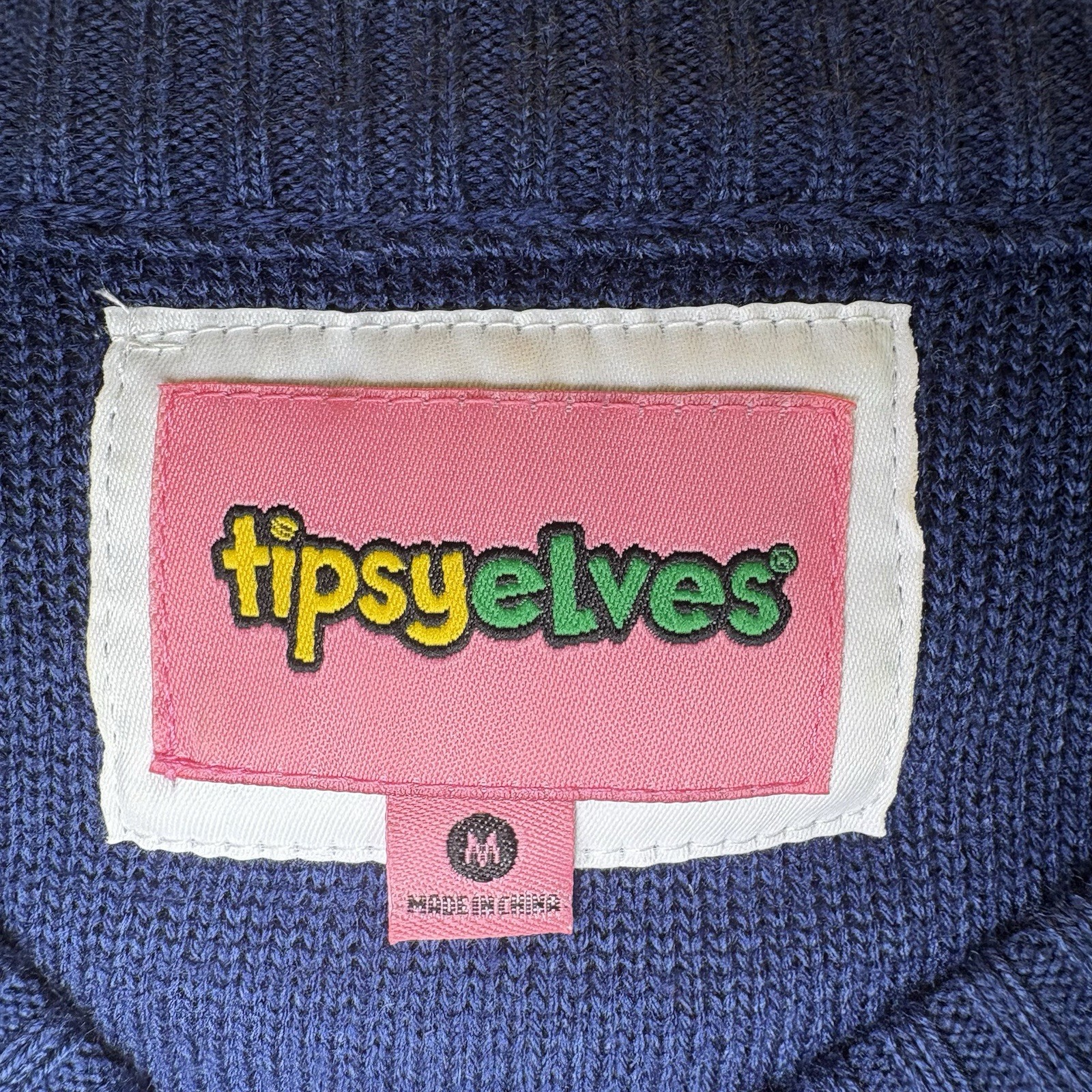 Tipsy Elves Sweater Mens Medium Green Blue Sweet Baby Jesus Christmas Crew Neck