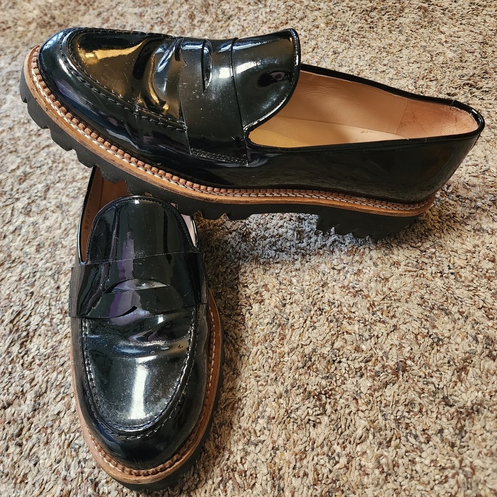 Jon Josef Gentry Black Patent Leather Penny Loafers Made in Spain NWOT Size 11