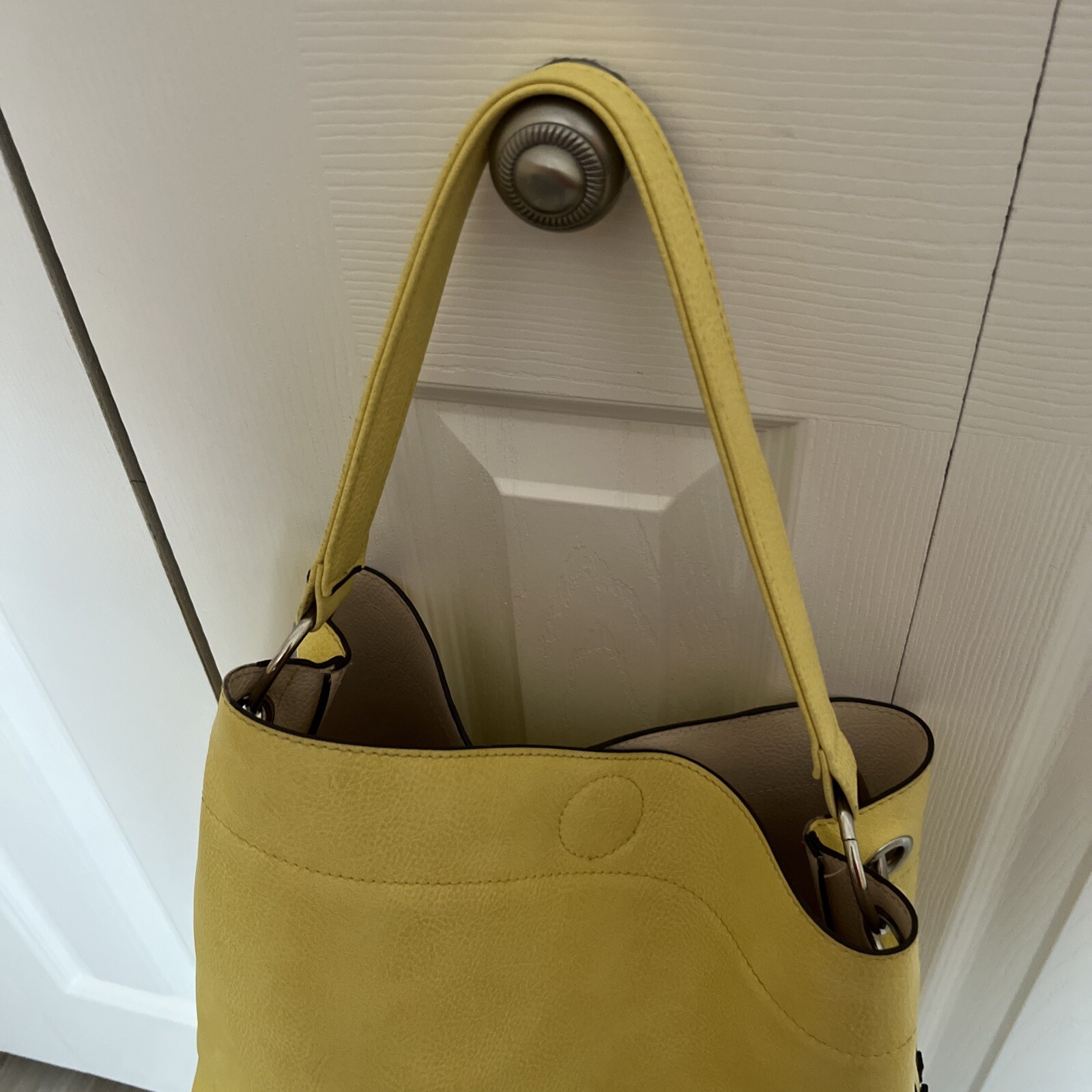 Yellow Shoulder Tote Vegan Leather LG Bag 12″W x 11″H x 7″D~7″ Strap Drop