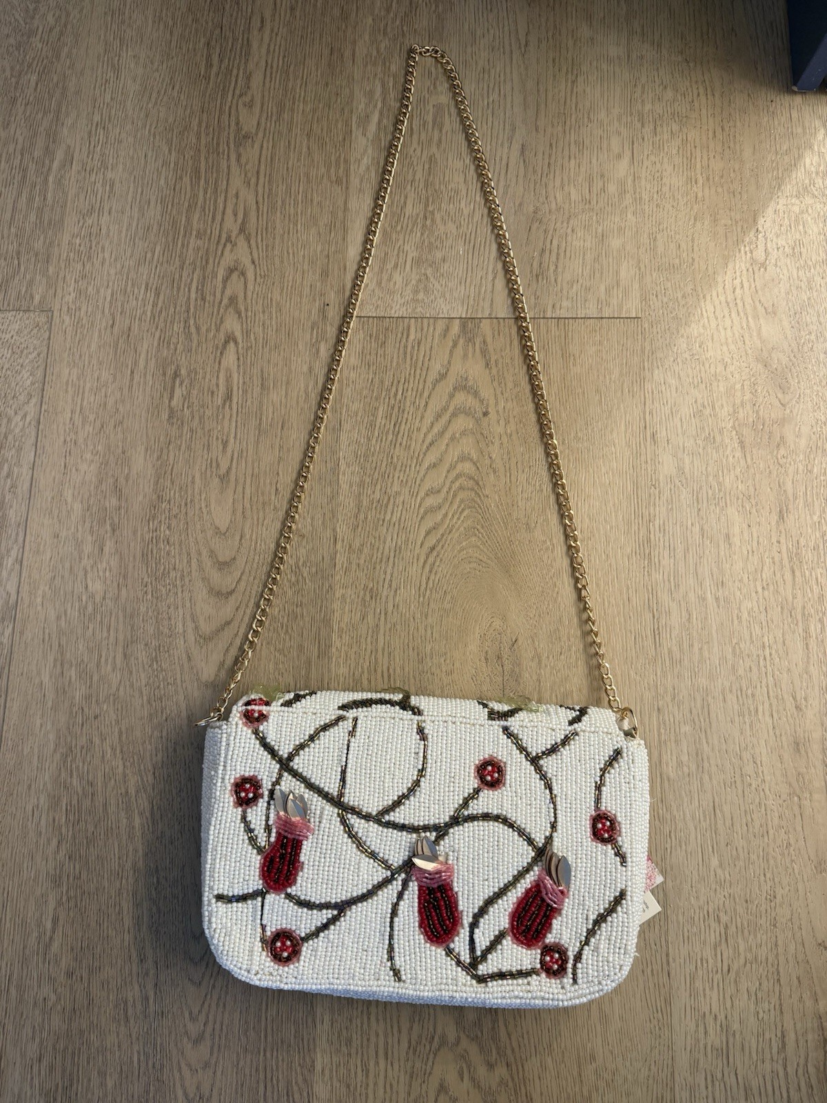 New Viral Tiktok Hummingbird Handmade Ivory Beaded Sequin Floral Shoulder Bag