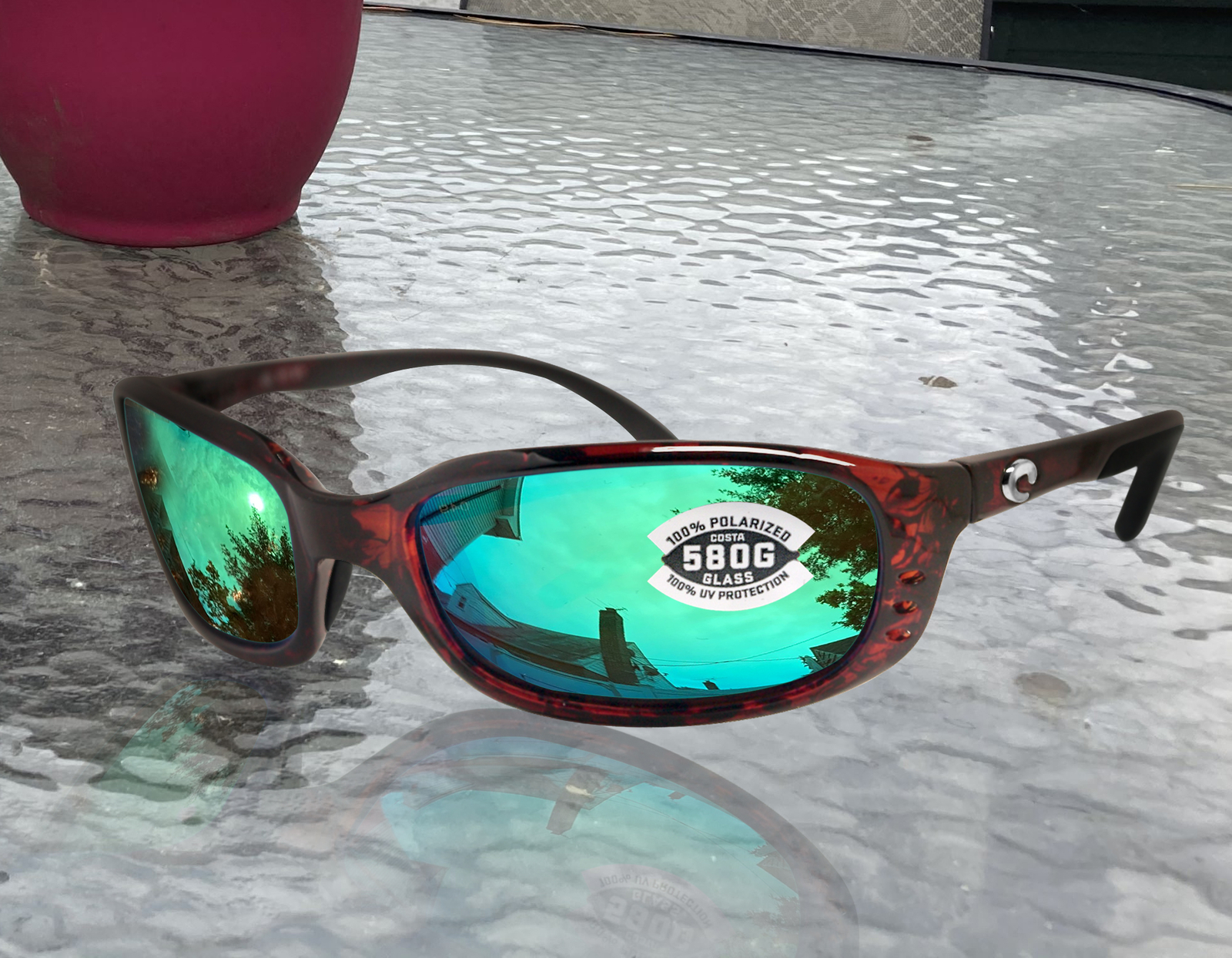 Costa Del Mar Brine Tortoise Green Mirror 580 Glass Polarized Lens BR10OGMGLP