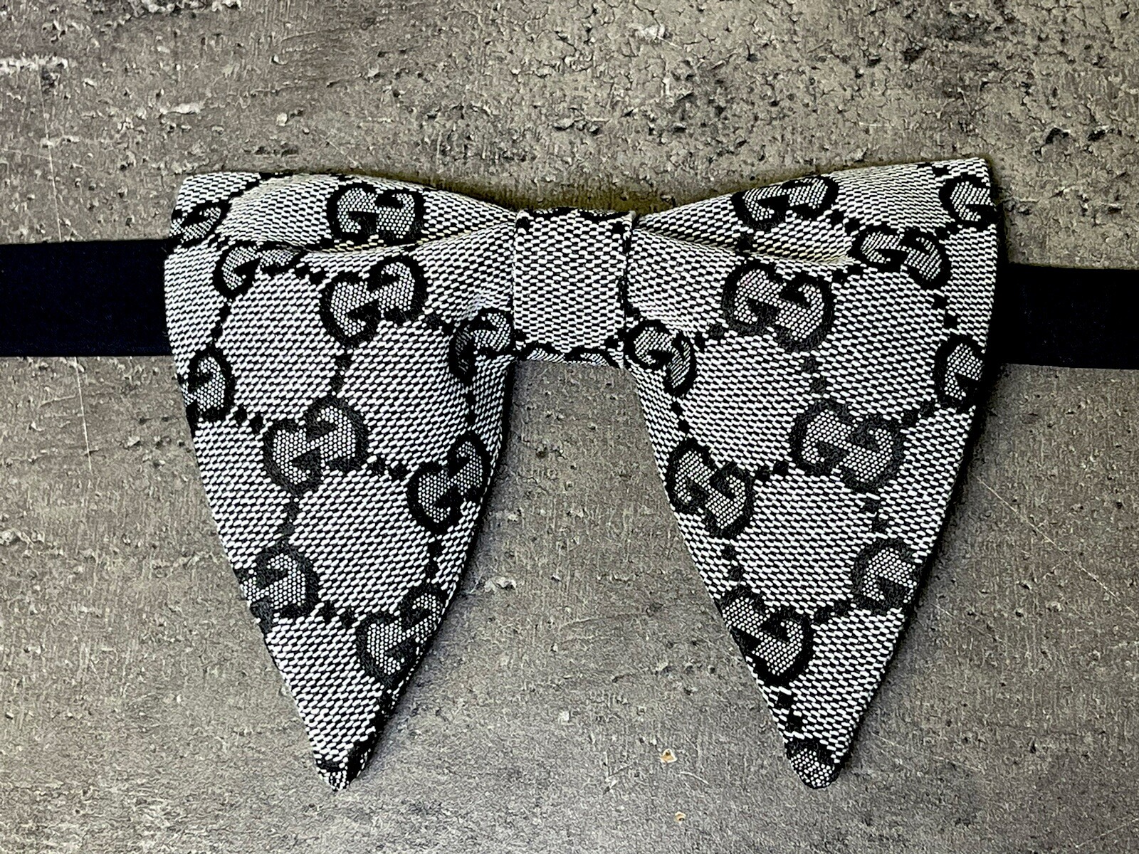Vintage Style Bow Tie 70’s Black Monogram Butterfly