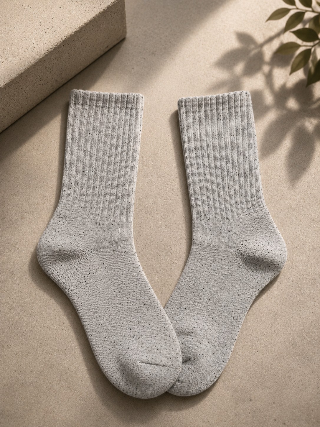 HUMAN MADE Crew Socks Gray Ribbed Knit Cotton Heart Logo 1 Pair Size L