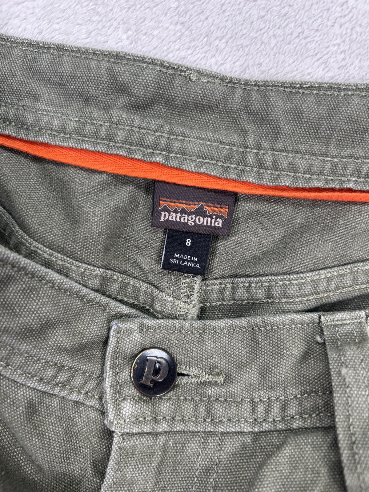 Patagonia Sz 8 All Seasons Hemp Canvas Double Knee Carpenter Pant Fatigue Green
