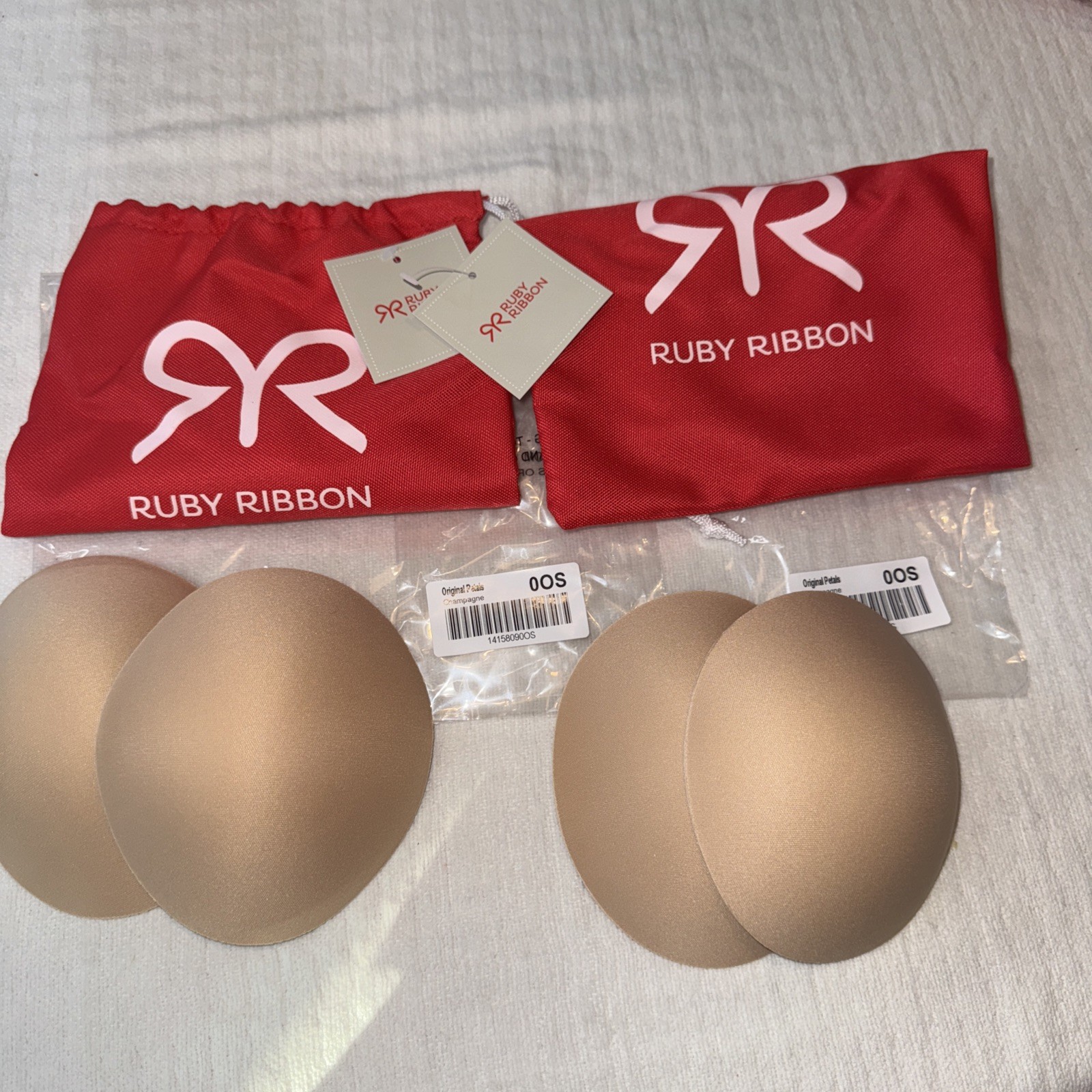 Ruby Ribbon Petals Bra Inserts Pads 0OS Champagne Nude NWT Set of 2
