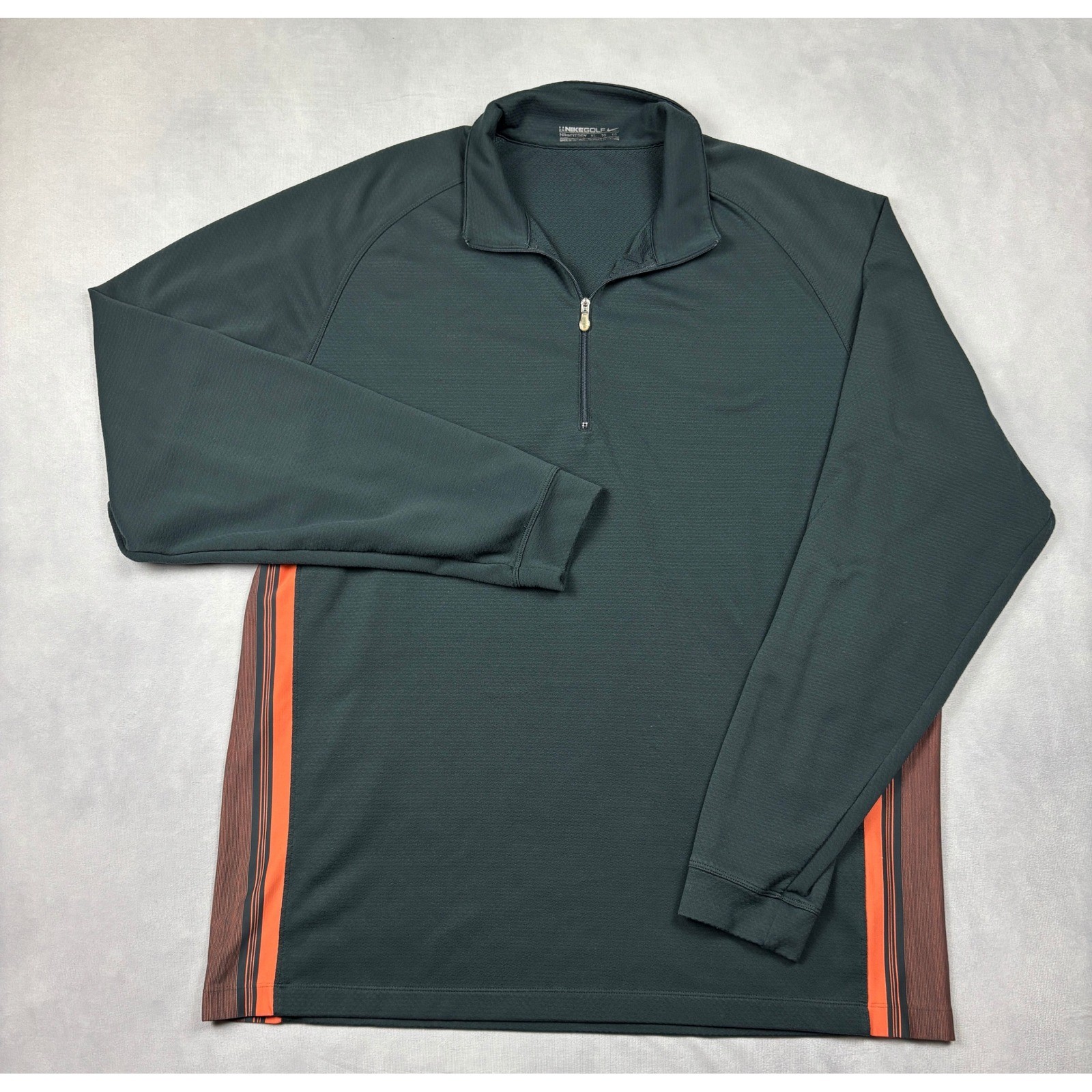 Nike Golf Mens XL Fit Dry Quarter Zip Pullover Charcoal Grey Orange 319683-068