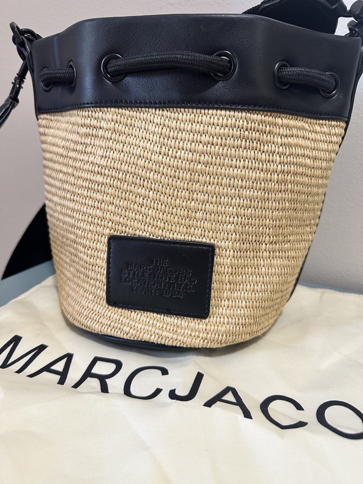 Marc Jacobs The Woven Bucket Bag Black Leather Crossbody Shoulder