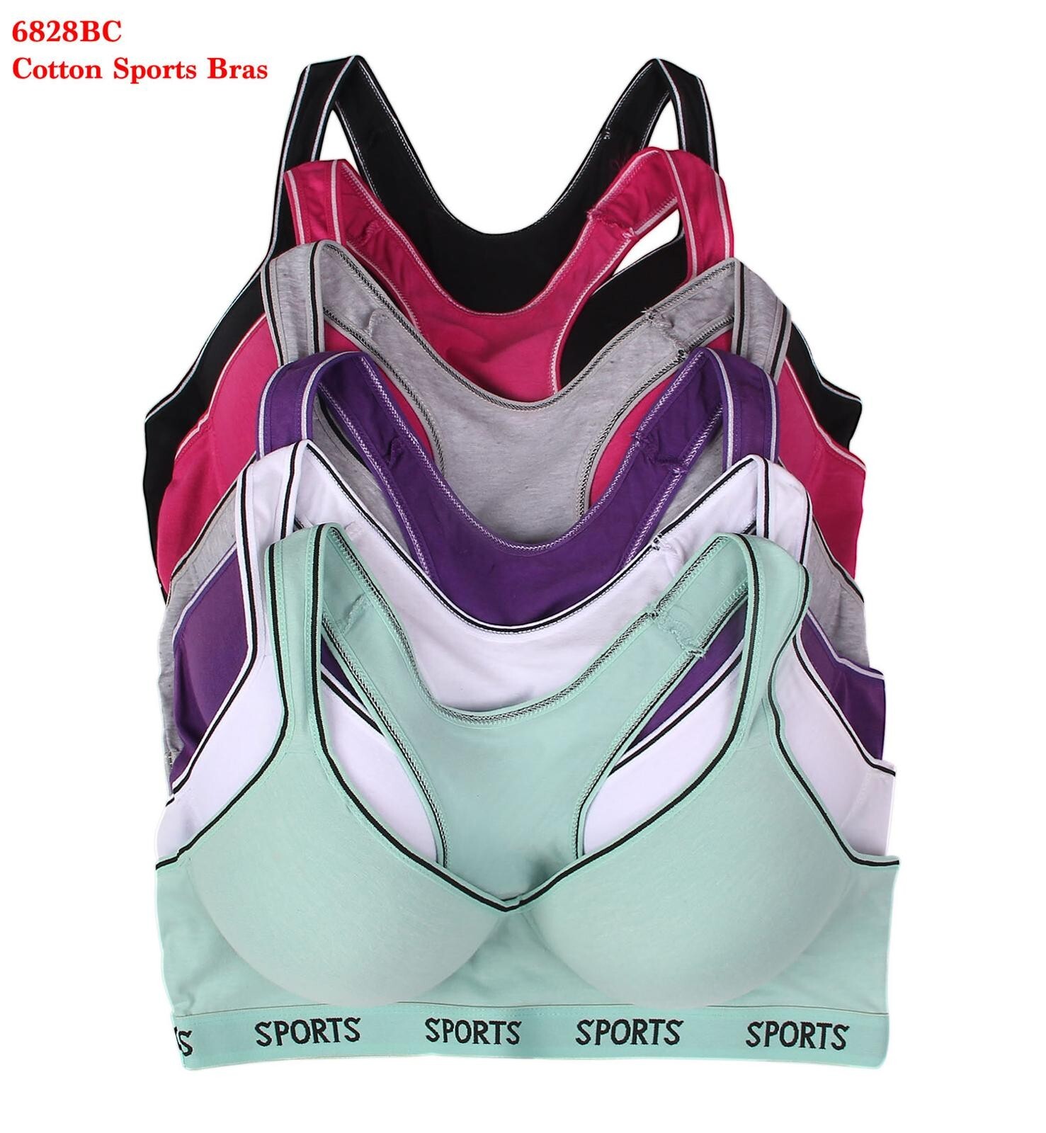 3/6 Pack Racerback Sports Bra Women’s High Impact Running Yoga Workout Bras 6826