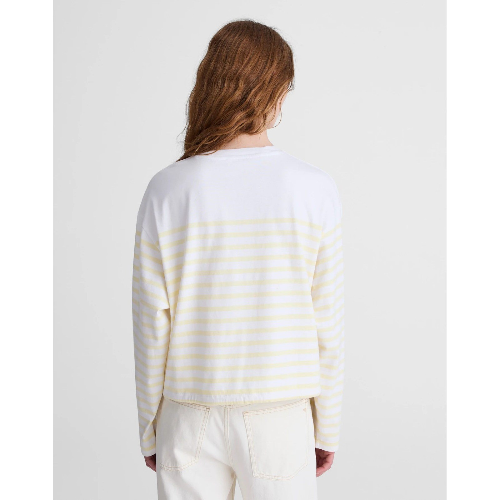 NWT Madewell The Perfect Tie-Waist Tee Allday Jersey Sheer Pineapple Striped SM