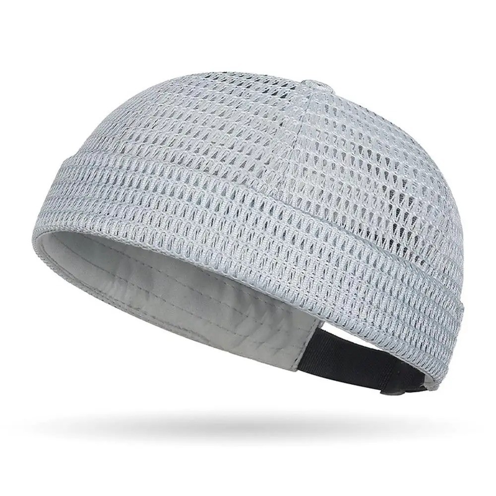 Men Breathable Quick Dry Mesh Skullcap Hat Summer Brimless Adjustable Sun Cap