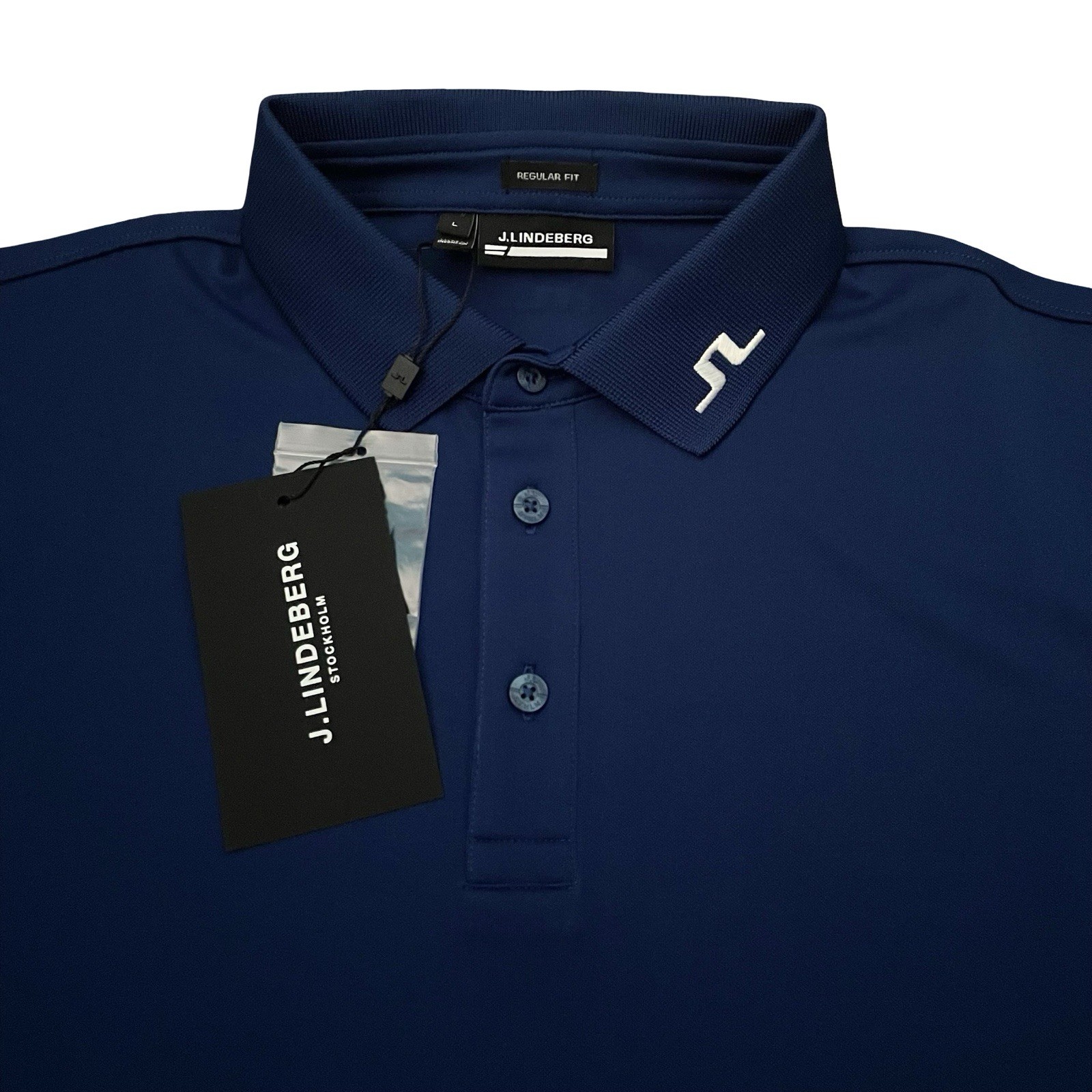 J Lindeberg Hedge Polo Shirt Mens Regular Fit Size Large Estate Blue