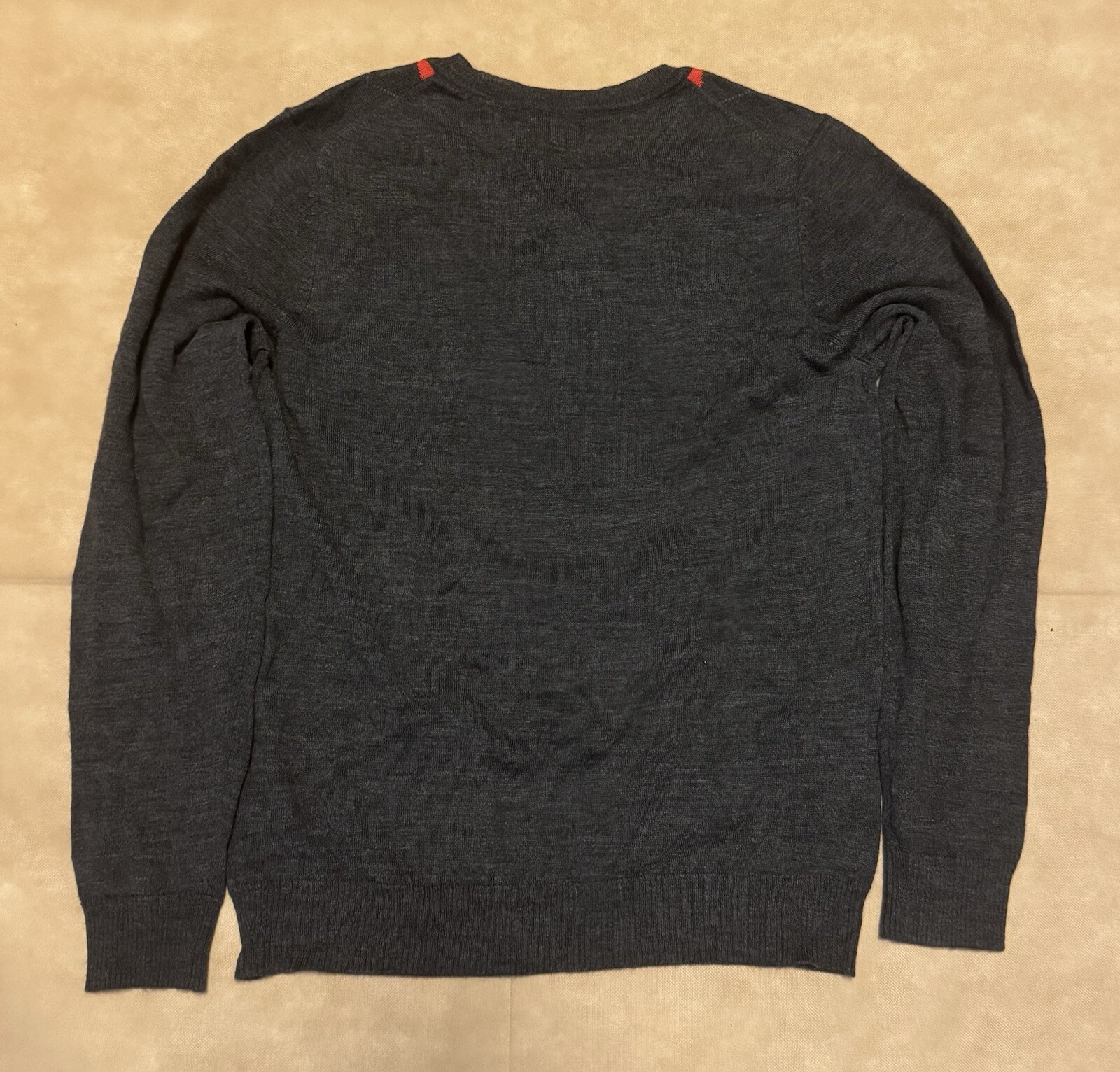APT. 9 V-NECK SWEATER MENS’ SMALL CHARCOAL/GREY/ORANGE COLOR