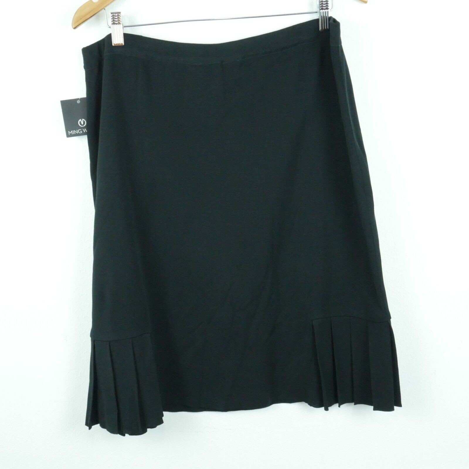 Ming Wang XL Skirt Black Knit Pleated Office Career Capsule Minimal Classic New