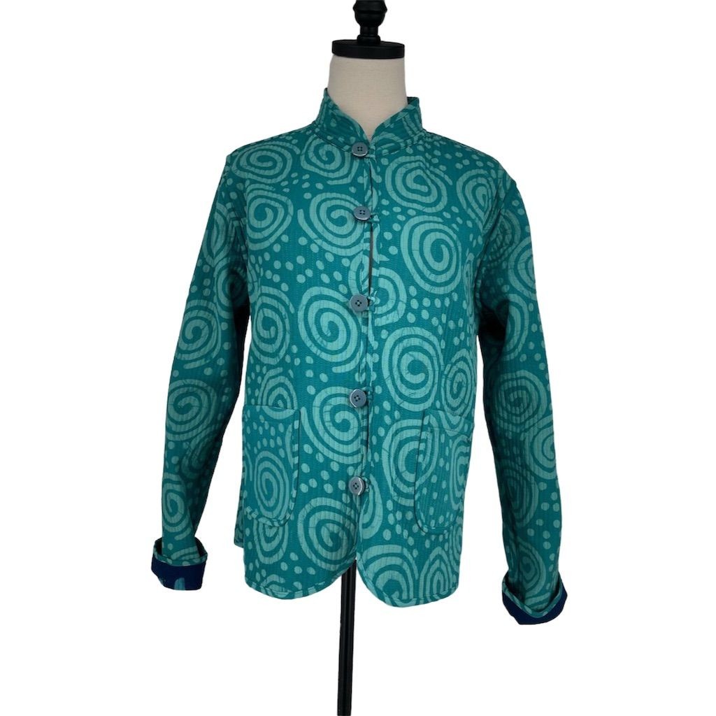Draper’s & Damon’s Womens M Reversible Dragonfly/Swirl Quilted Jacket Multicolor