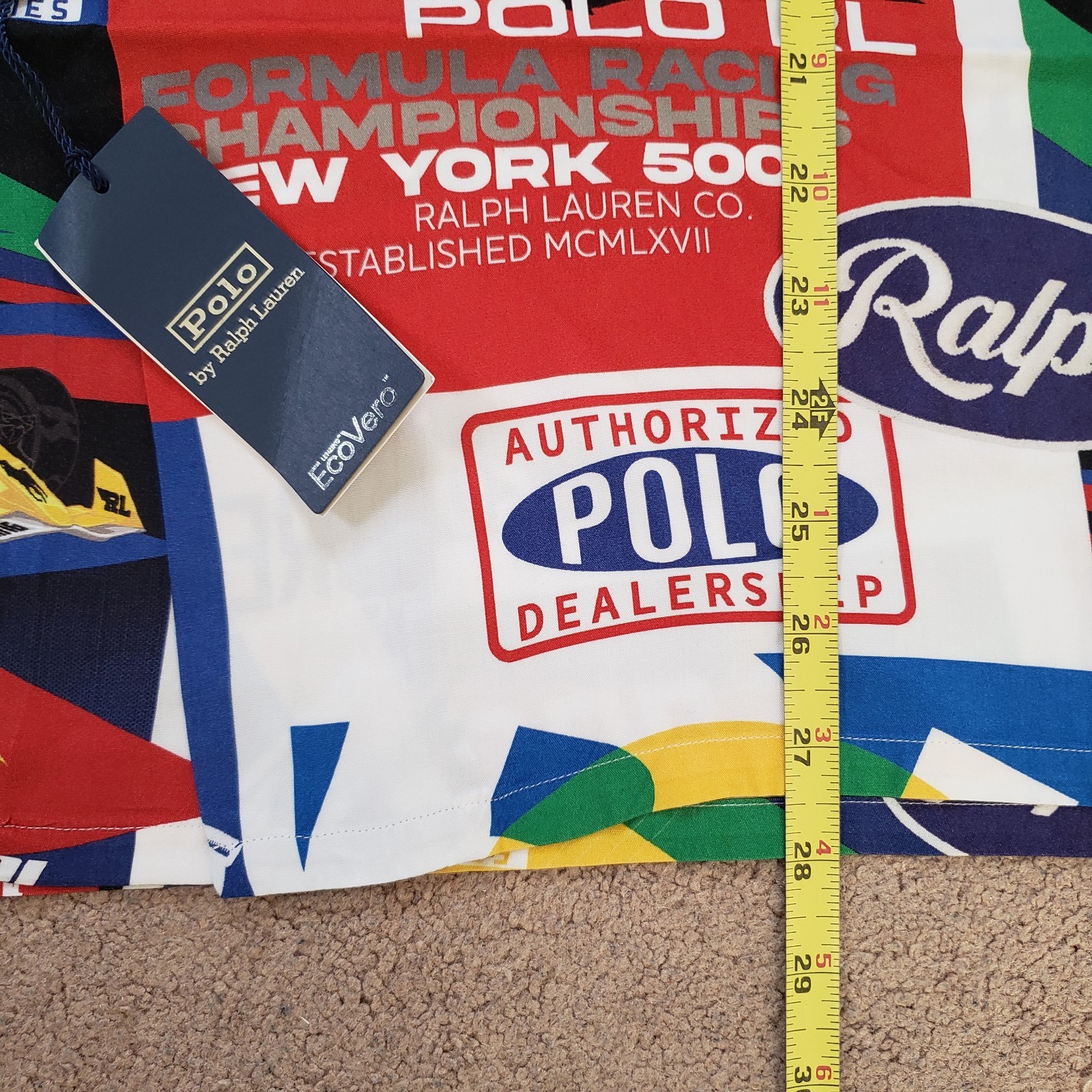 Polo Ralph Lauren Formula Racing Sz XL Classic Fit Prix Poster Woven Camp Shirt