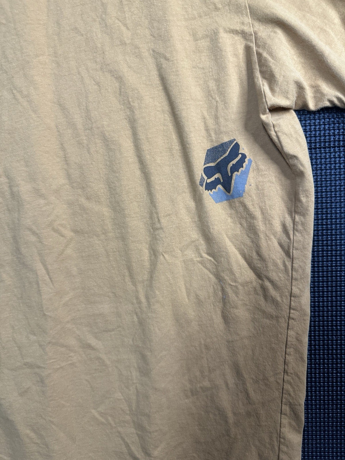 Fox Racing Graphic T Shirt XXL Tan Distressed Logo Moto MX Off Road Cotton Tee