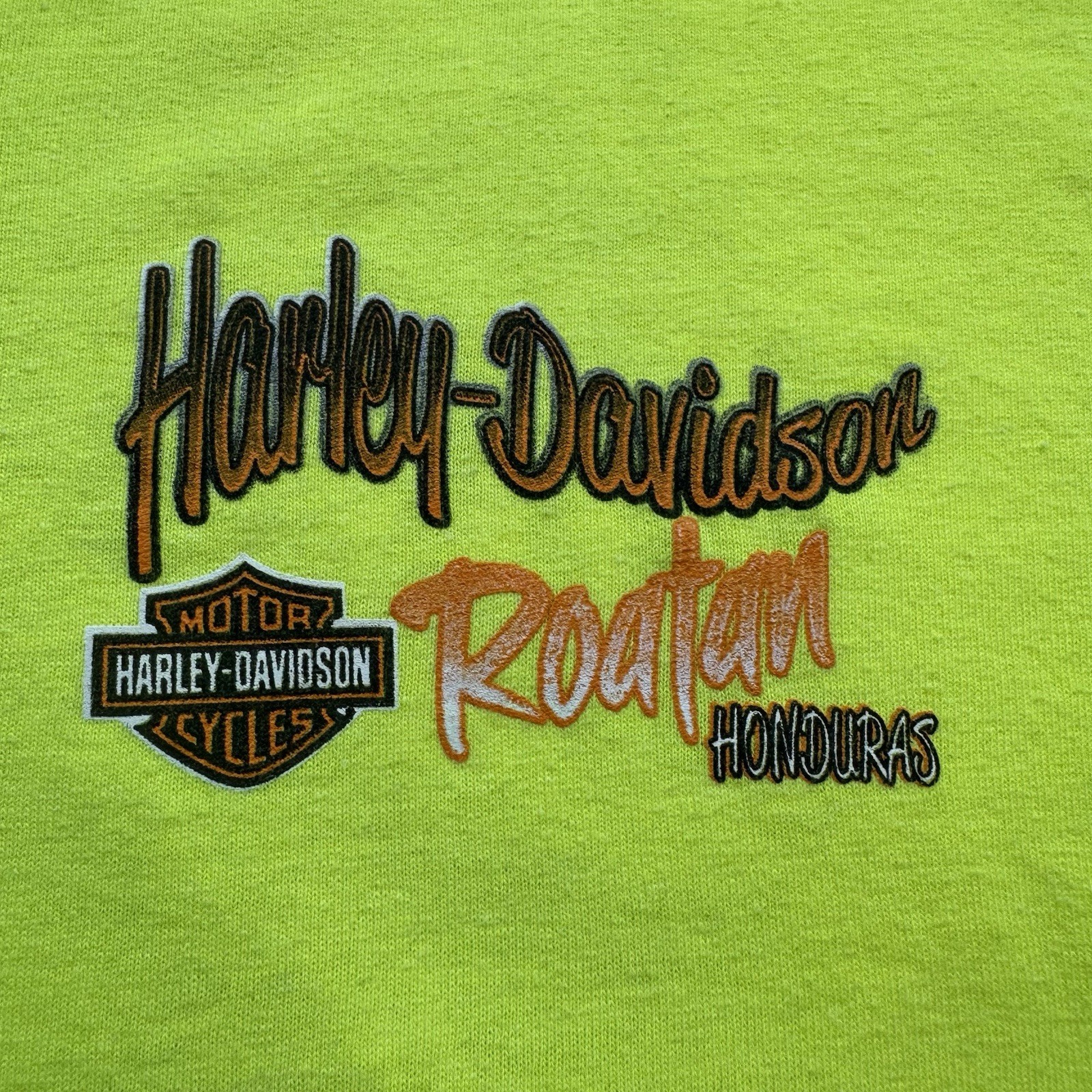 Harley Davidson T-Shirt Men’s XXL Roatan Honduras Neon Yellow