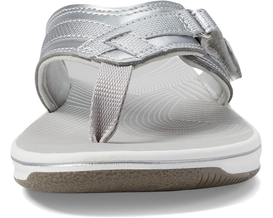 Clarks Breeze Sea Silver Synthetic Women’s Flip Flop Summer sandals SZ 10 NEW !