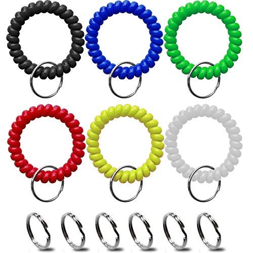 Wrist Keychain Spring Spiral Stretch Coil Wristband Key Ring Key Chain, for …