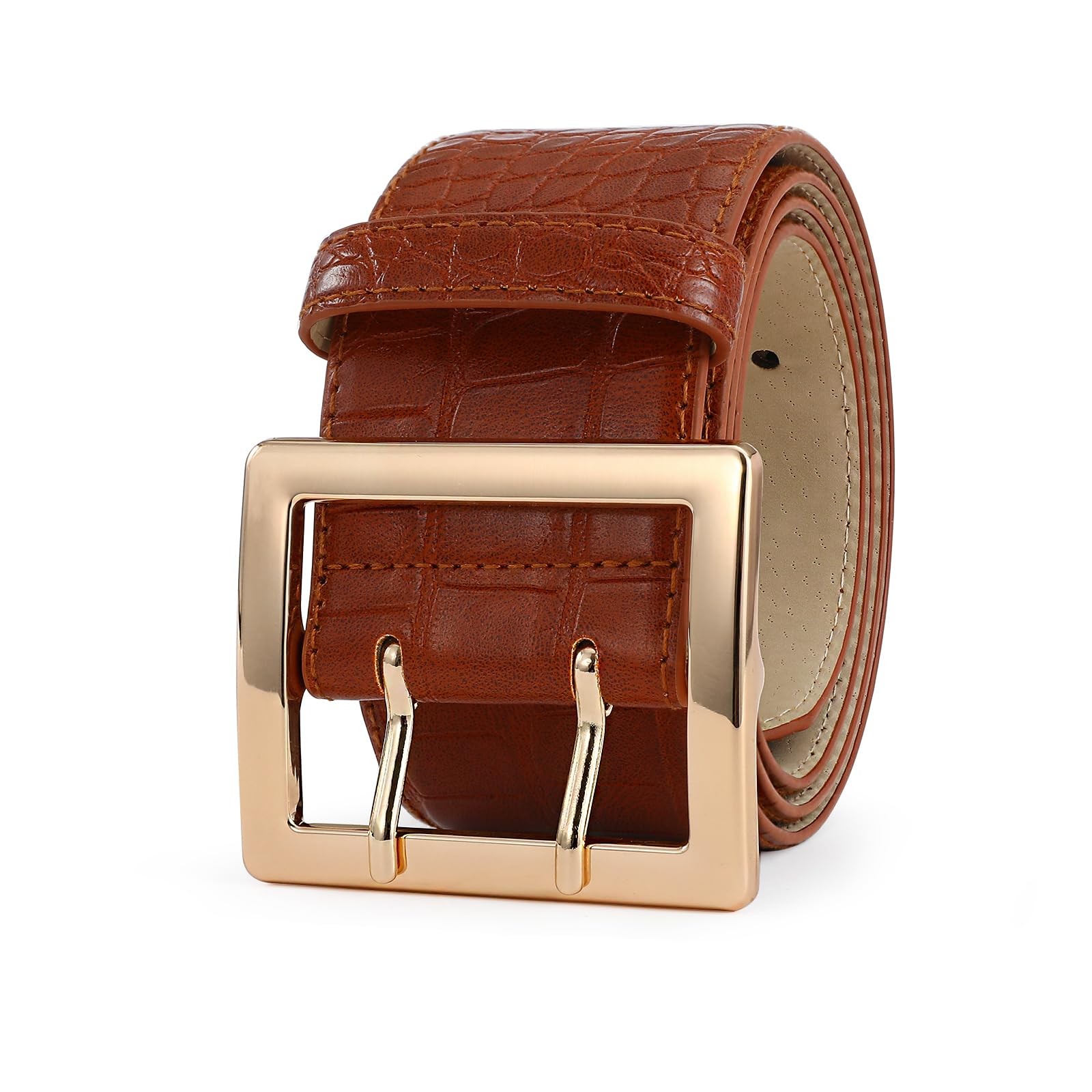 Wide Belts for Women Leather Wide Belts Fashion Thick Black Belt With Gold