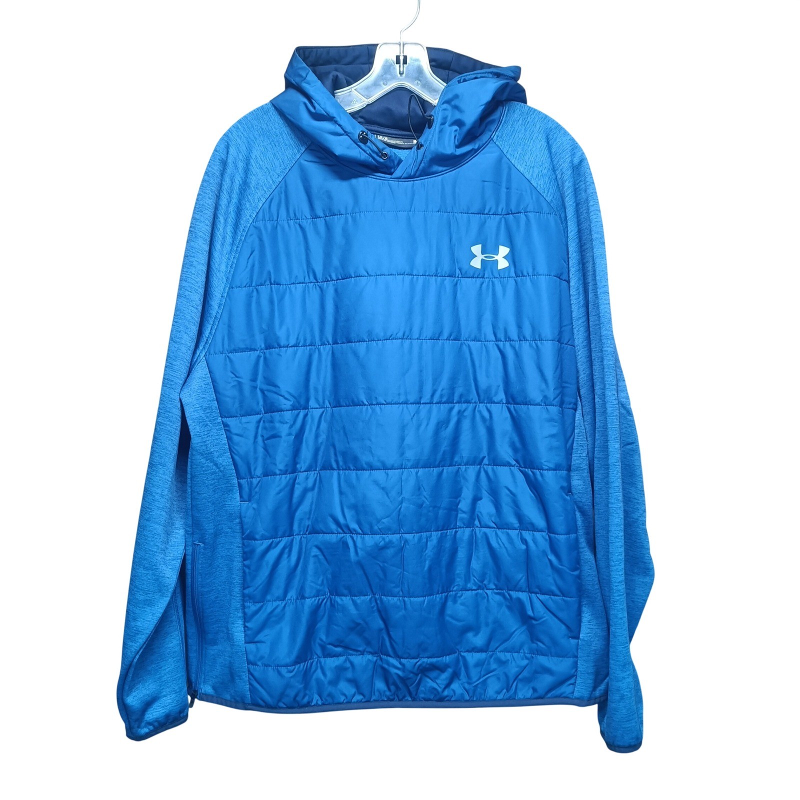 Under Armour Puffer Hoodie Mens L Blue Storm Hybrid Insulated Pockets Sporty