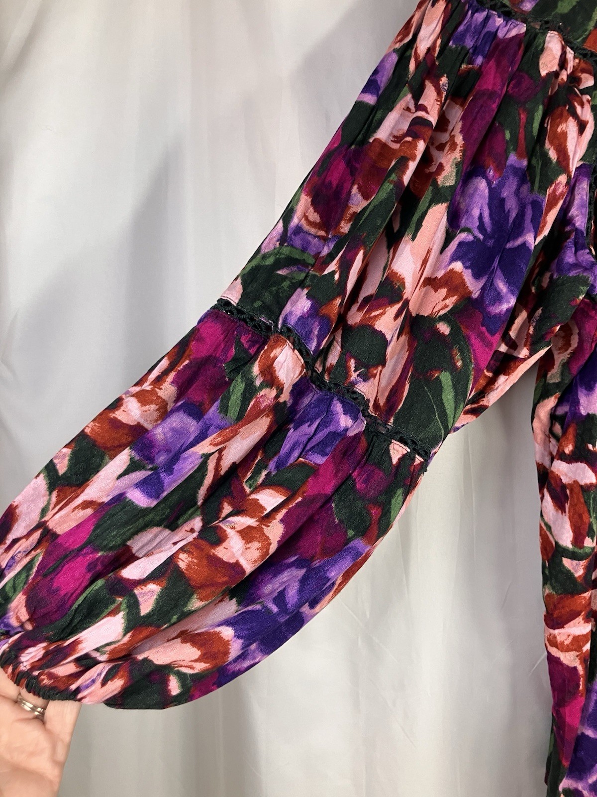 Terra & Sky 4X NWT Green Purple Pink LS Tunic Top Embroidered Boho Artsy