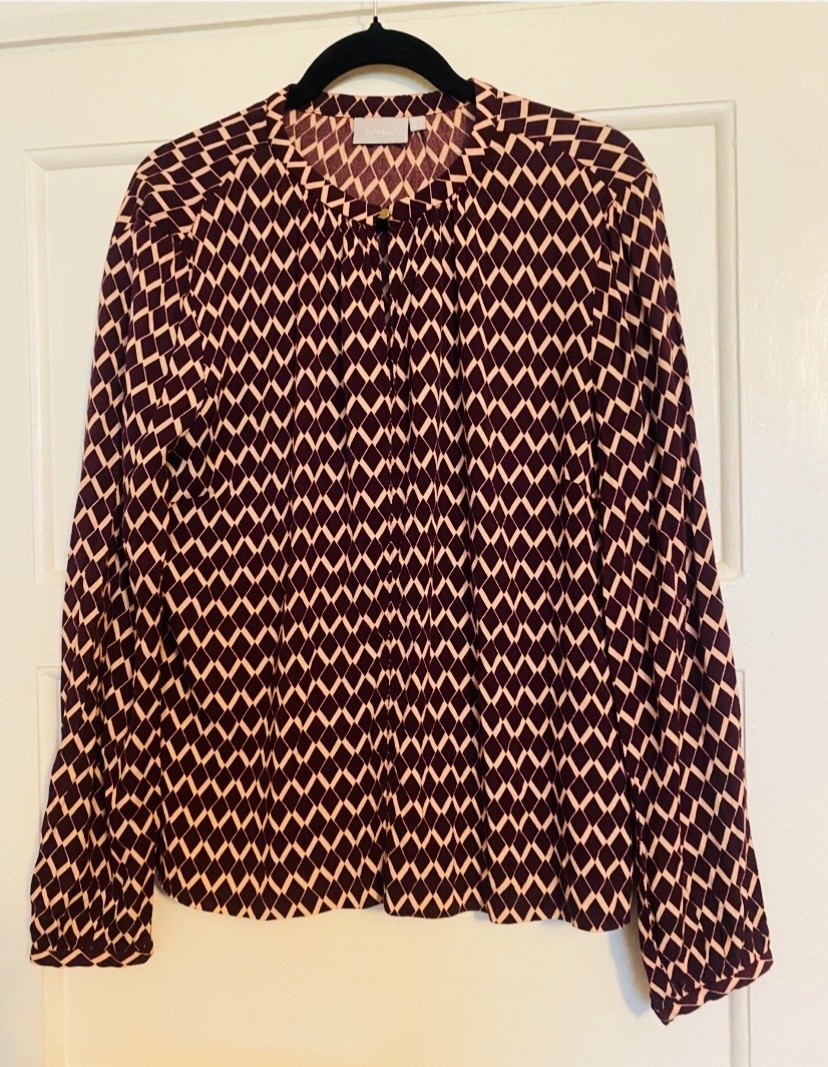 90s Minimalist Blouse Sz 12 Retro Geometric Artsy Basic Capsule Lagenlook InWear