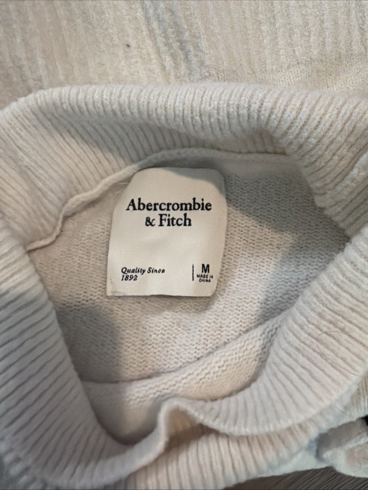 Abercrombie & Fitch Cream Black Stripe Turtleneck Sweater Size M