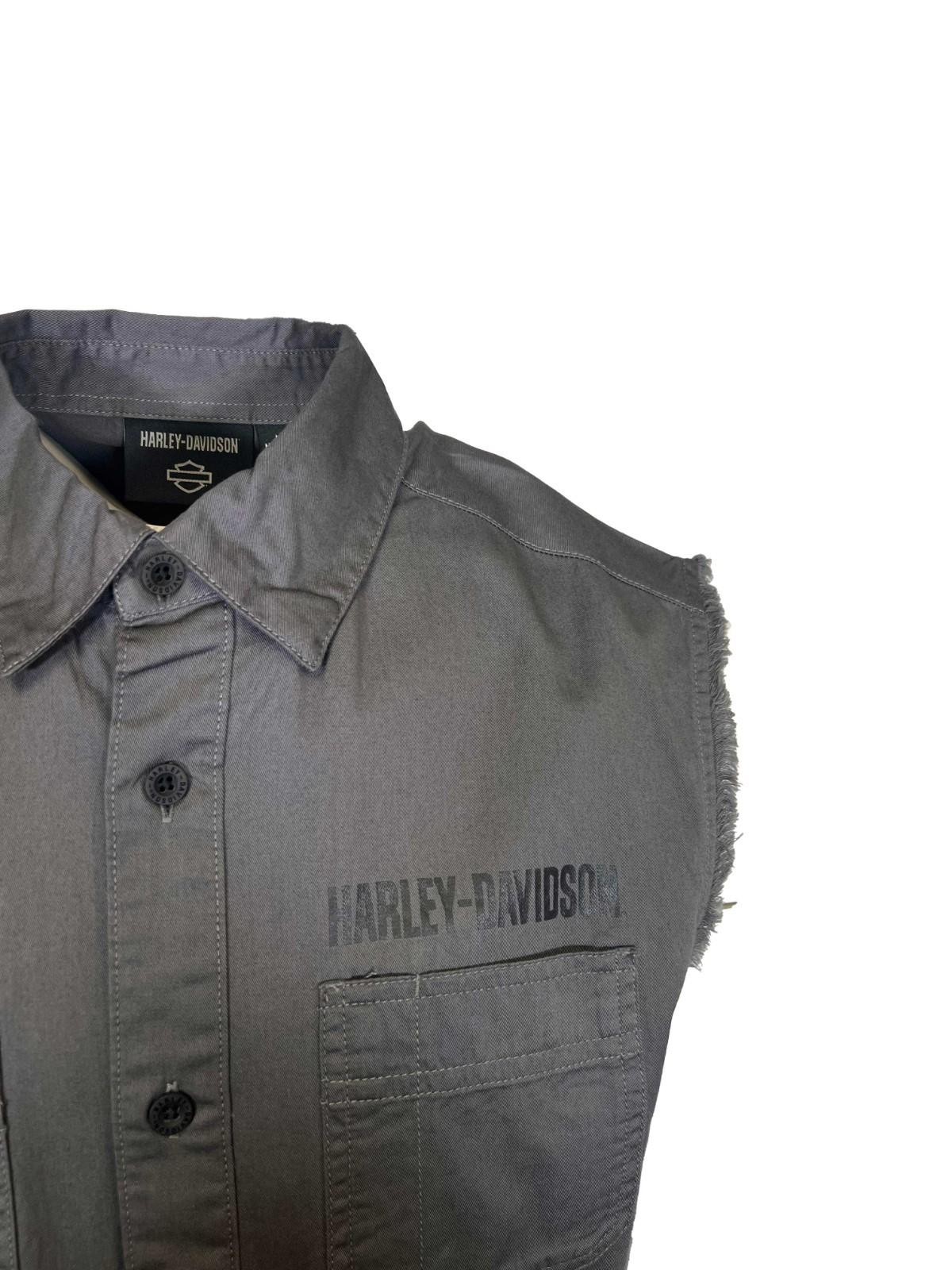 Harley-Davidson Men’s Dark Grey Vest Logo Patch Sleeveless Shirt (S68)