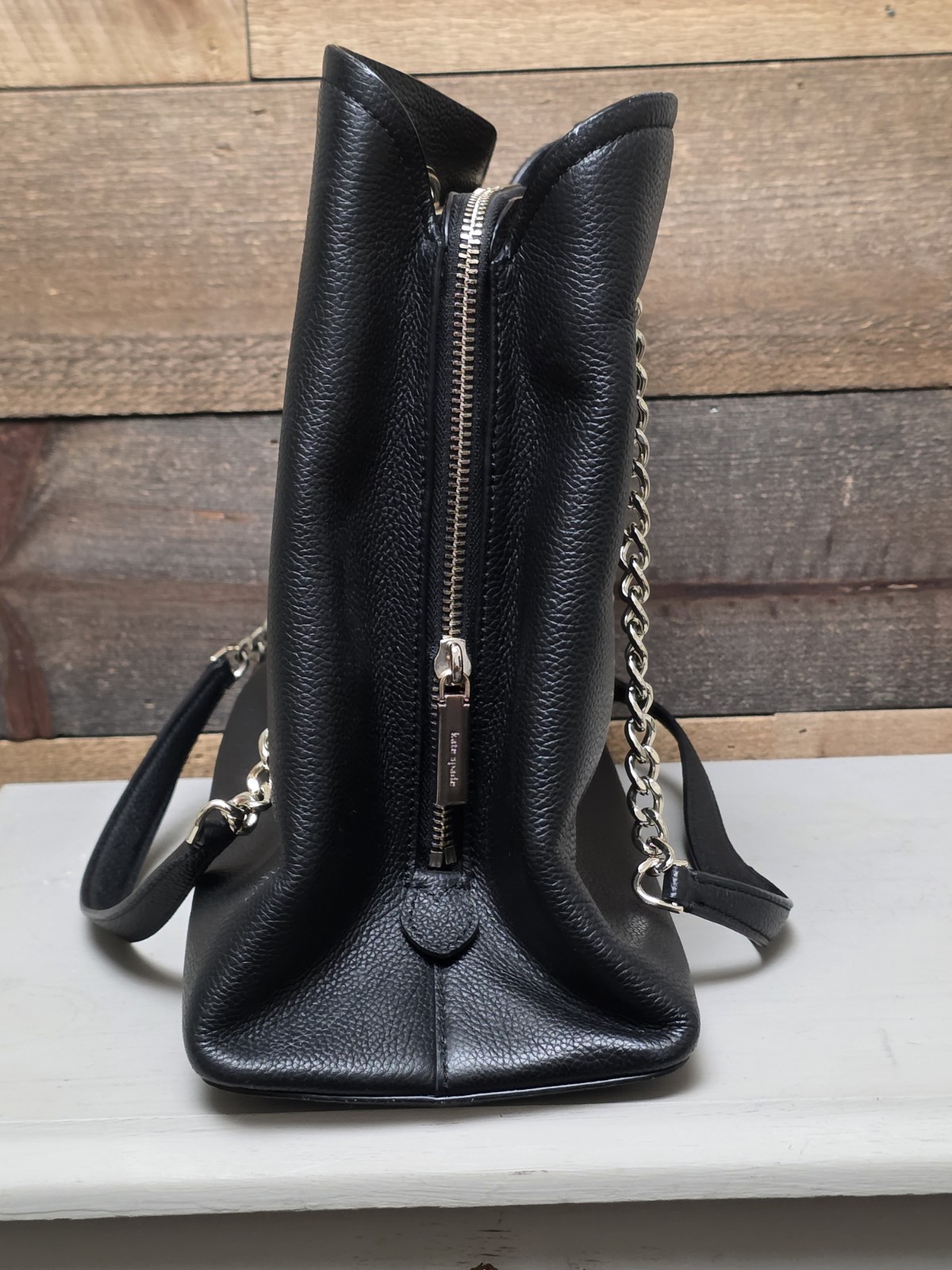 Kate Spade New York Wellesley Camryn Black Pebbled Leather Chain Tote