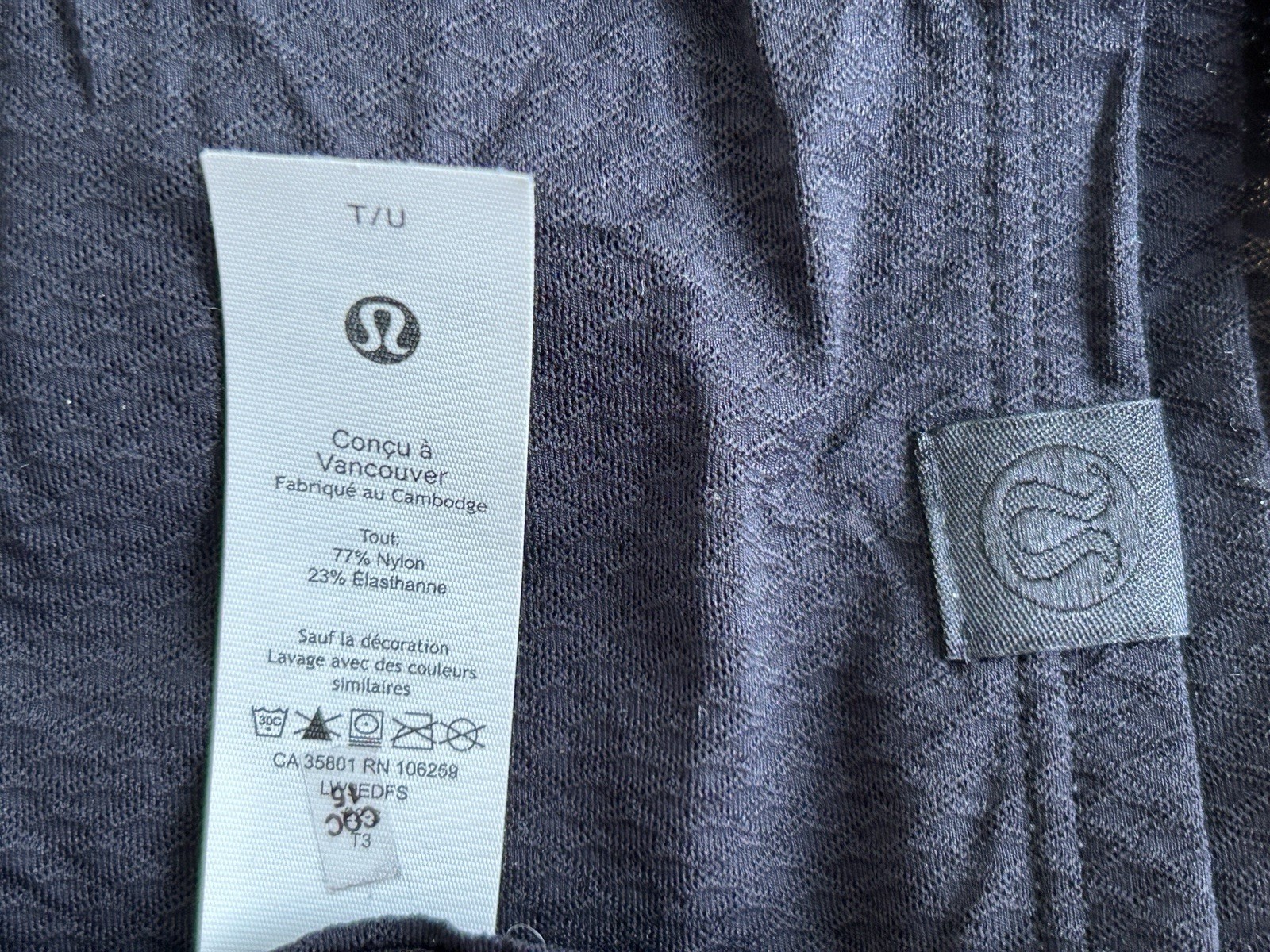 lululemon Black Unisex Scarf Head Wrap Nylon/Elastane approx. 65”x28”