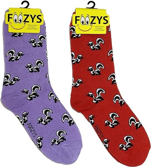 Skunk Stink Strong Smell Weasel Spraying Animal 2 Pairs Foozys Women’s Socks