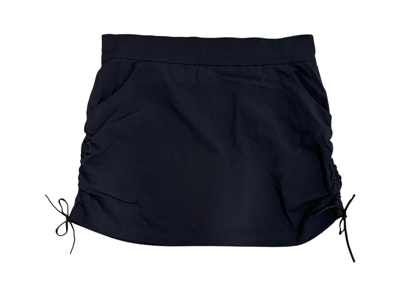 Columbia All Seasons Comfort Stretch Mid Rise Ruched Skort Pockets Size L Black