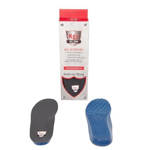 Kg’s KG-Xtreme Cushioned Insoles – Memory Foam Insoles with Arch for All Day …