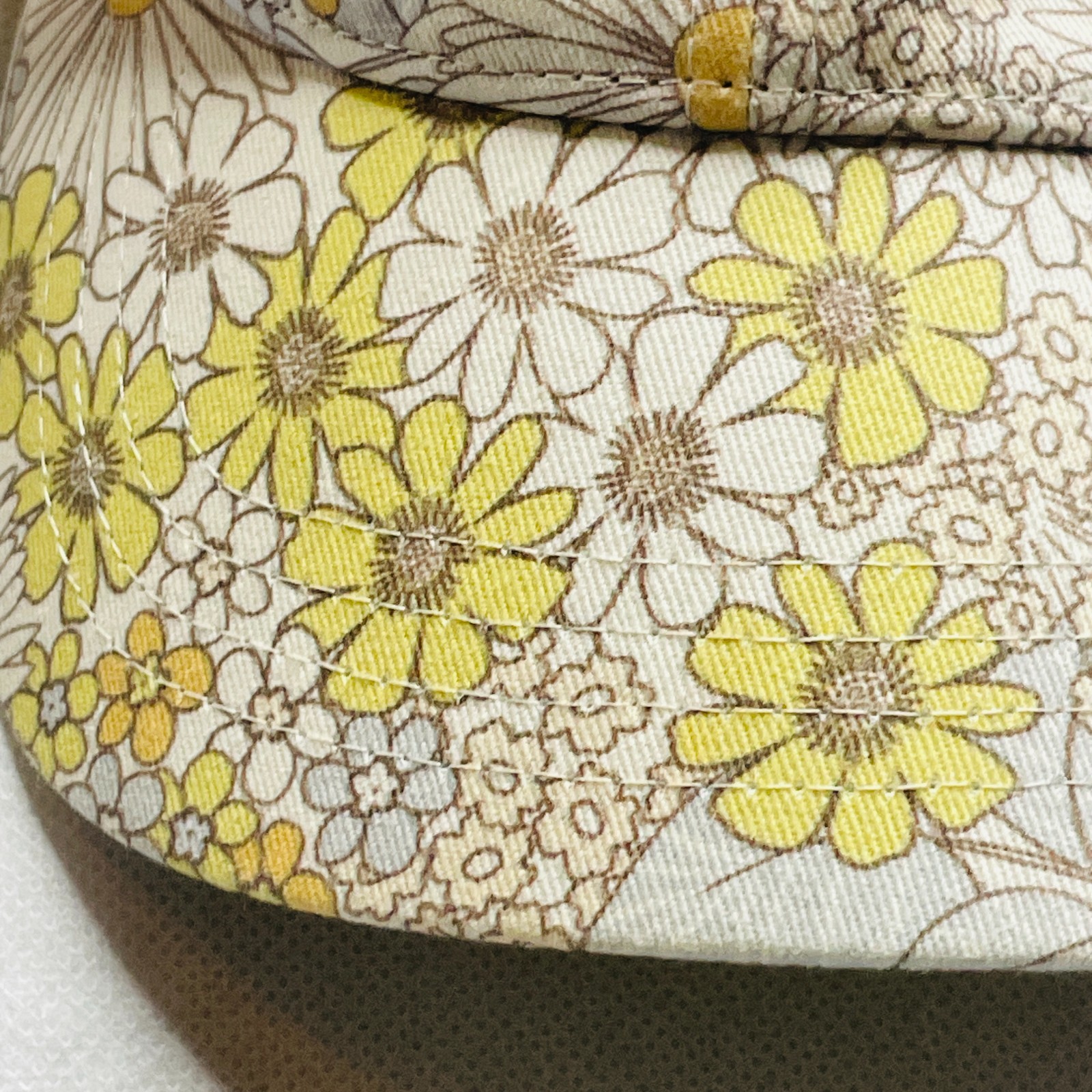 Levi’s Baseball Cap Hat Floral Daisy Print Yellow White Denim Adjustable Strap