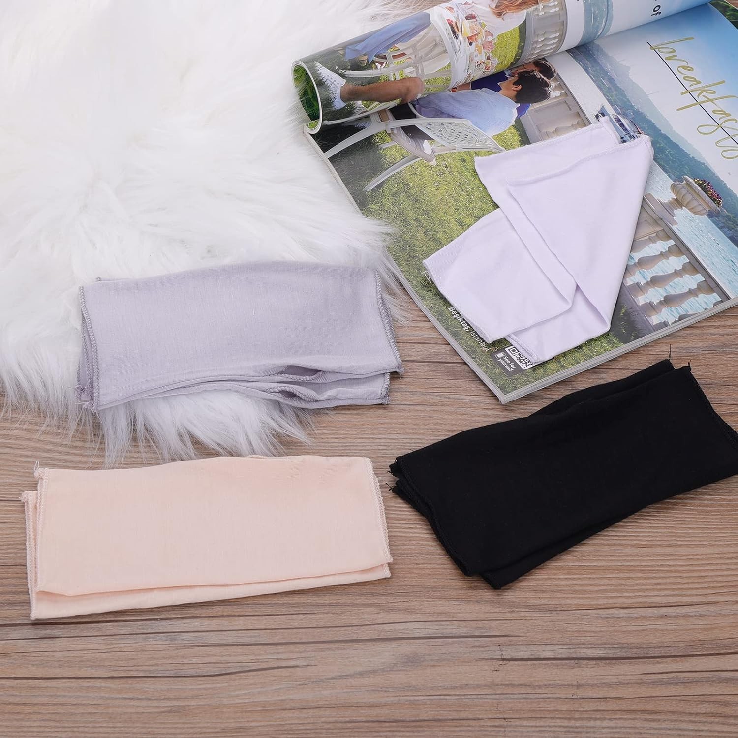 4 Pairs Sunblock Fingerless Gloves for Women UV Protection Wrist Length Gloves L