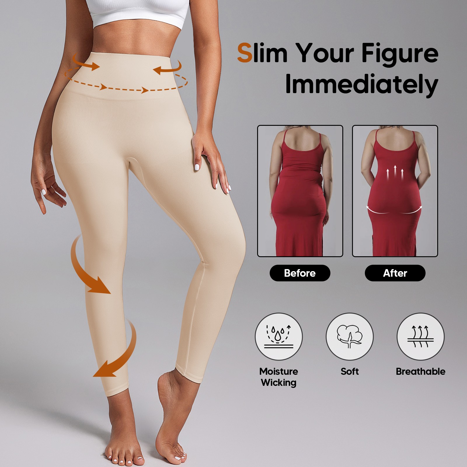 Women Slimming Anti Cellulite Compression Leggings Leg Shaper High Waist Pants